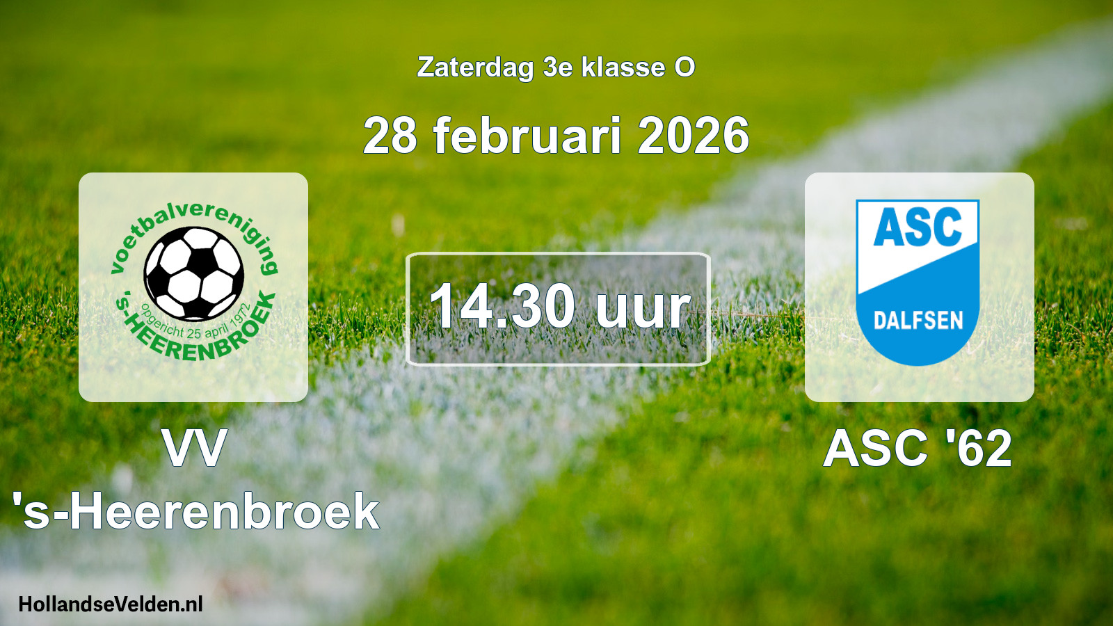 Scheduled Match: VV 's-Heerenbroek - ASC '62 (28 February 2026)