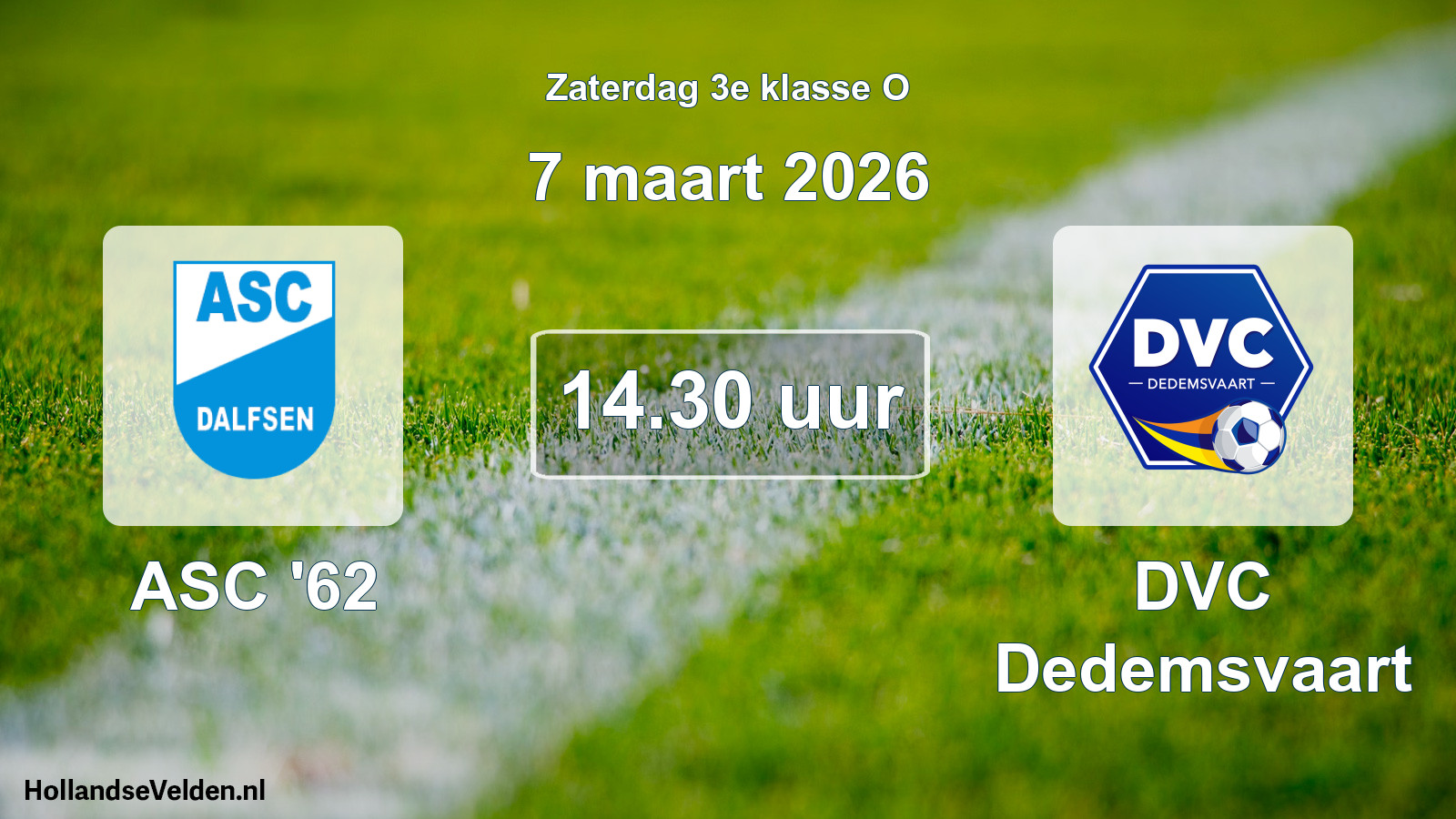 Scheduled Match: ASC '62 - DVC Dedemsvaart (7 March 2026)