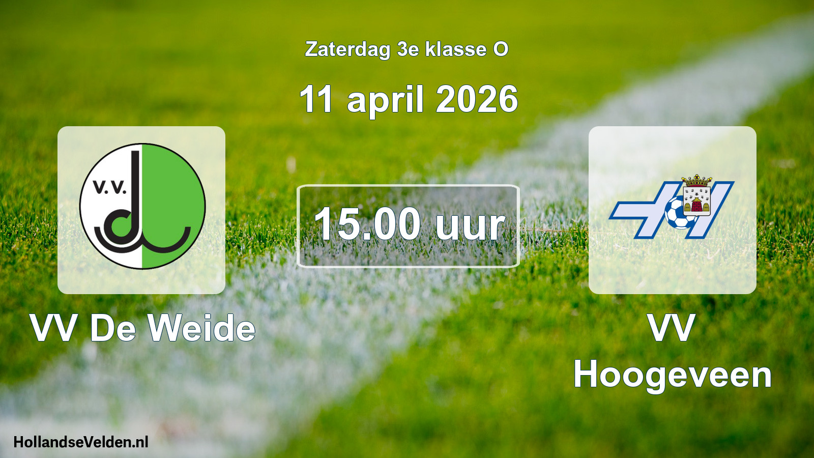 Scheduled Match: VV De Weide - VV Hoogeveen (11 April 2026)