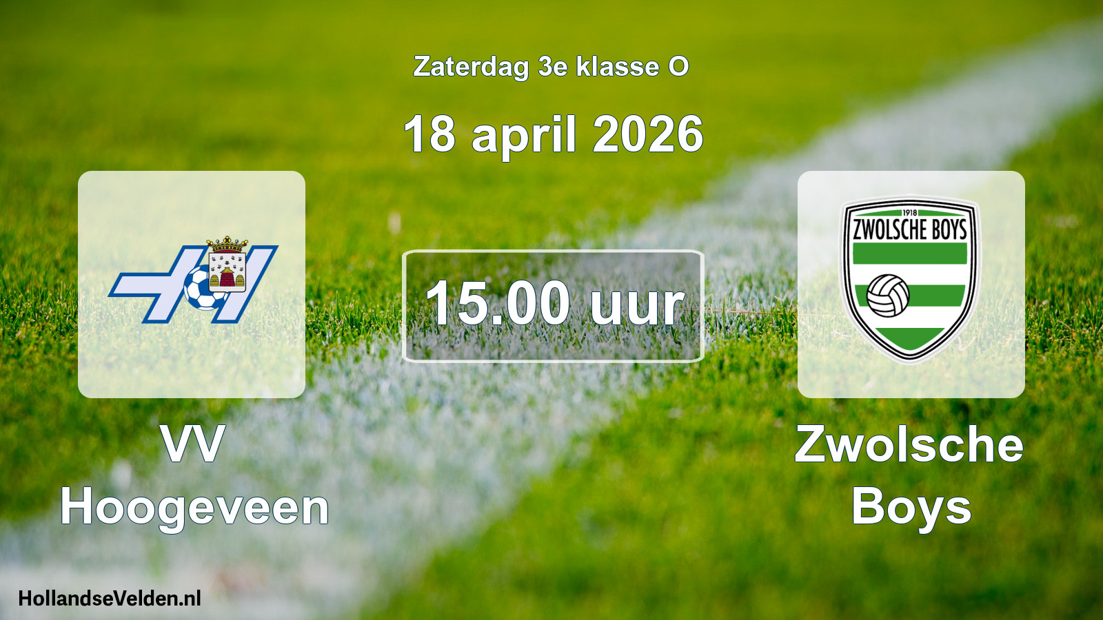 Geplande wedstrijd: VV Hoogeveen - Zwolsche Boys (18 april 2026)