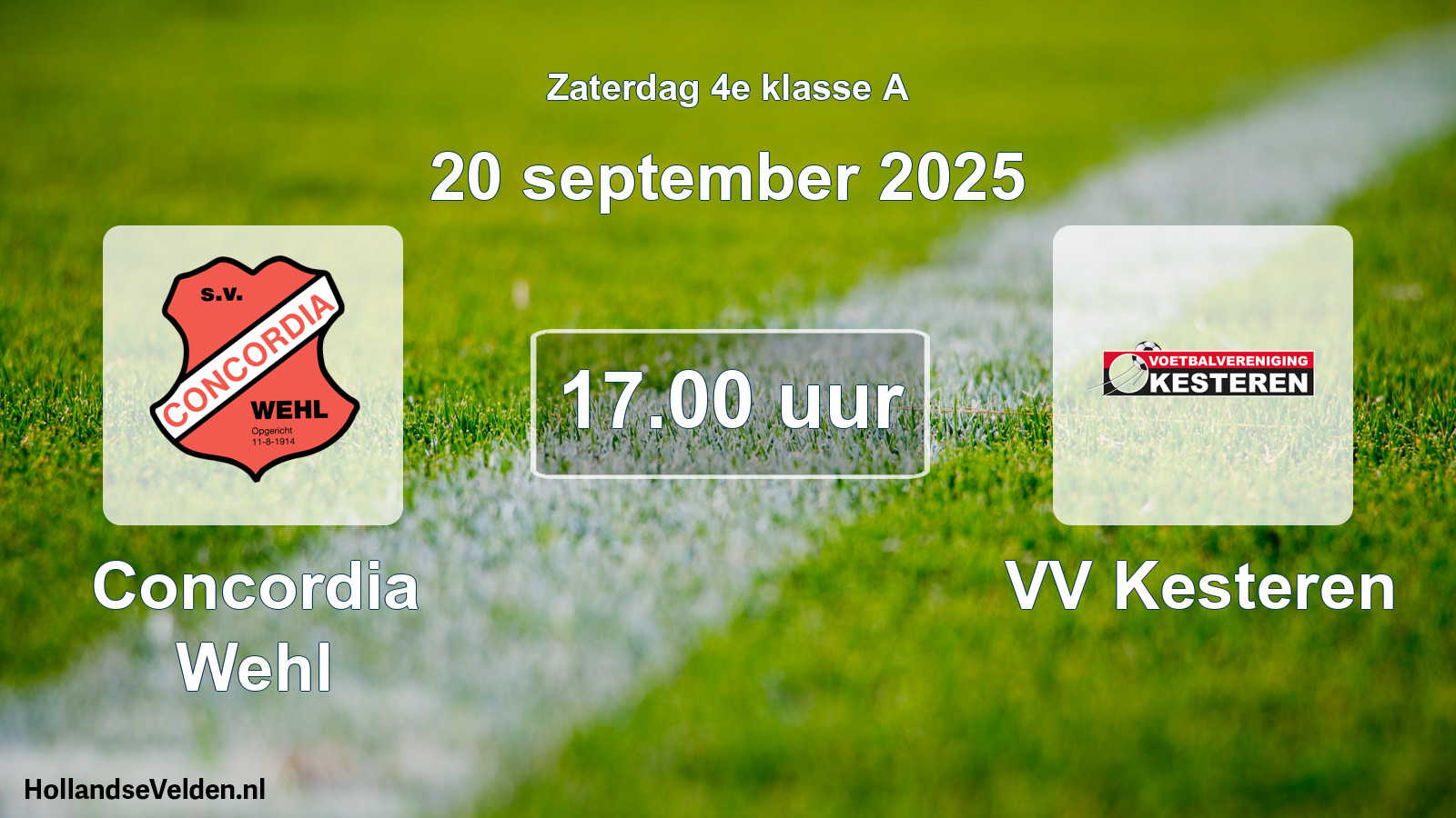 Geplande wedstrijd: Concordia Wehl - VV Kesteren (20 september 2025)