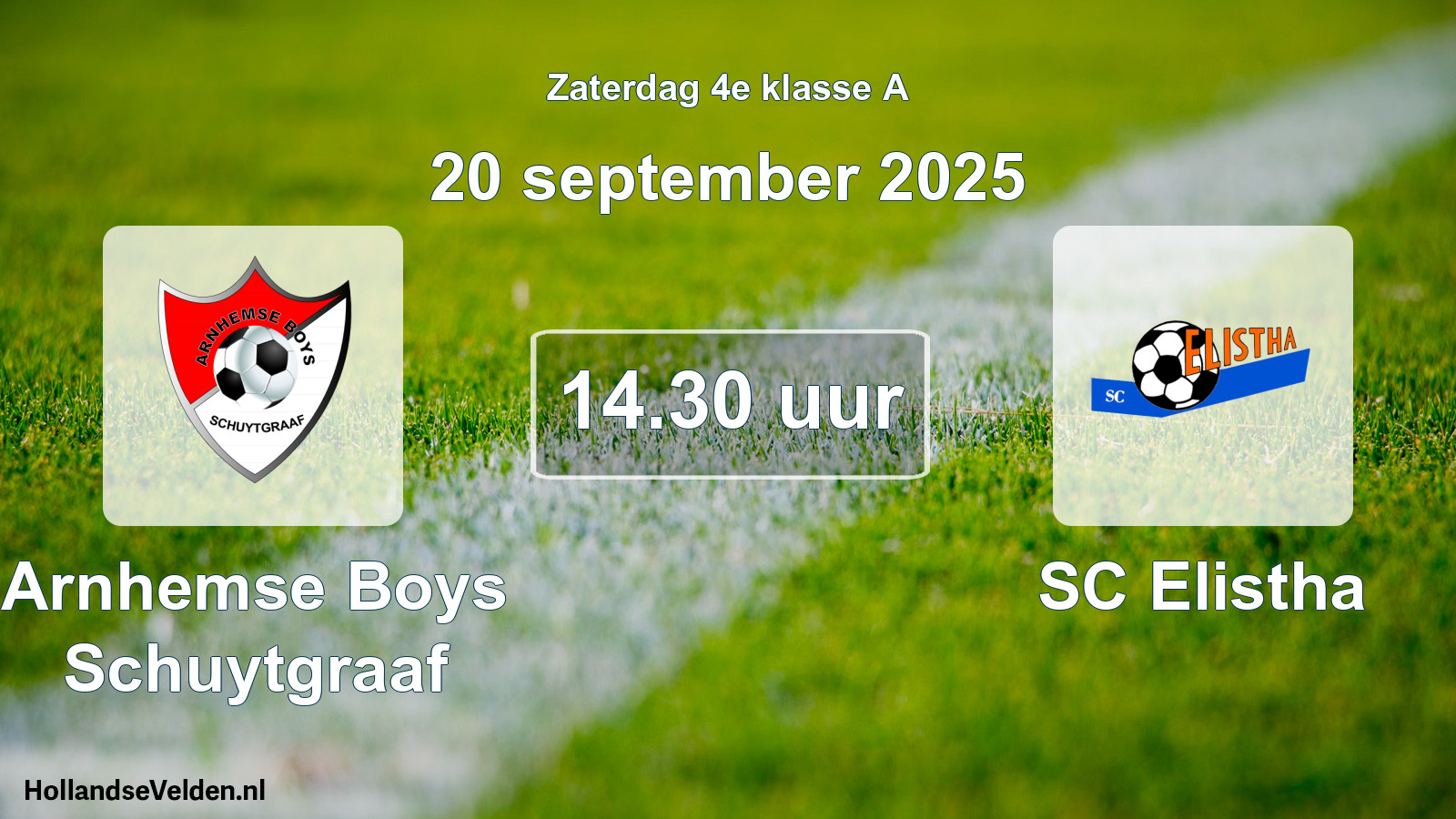 Geplande wedstrijd: Arnhemse Boys Schuytgraaf - SC Elistha (20 september 2025)