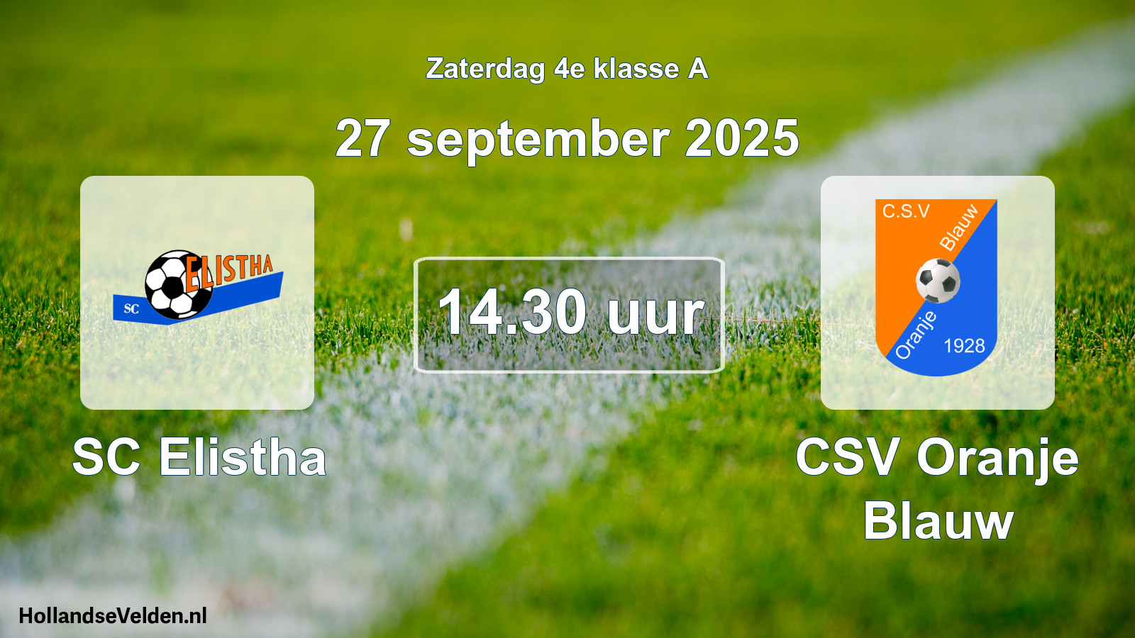 Geplande wedstrijd: SC Elistha - CSV Oranje Blauw (27 september 2025)