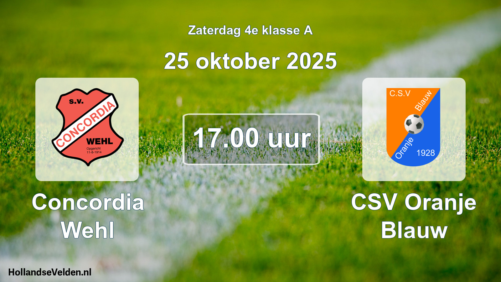 Scheduled Match: Concordia Wehl - CSV Oranje Blauw (25 October 2025)