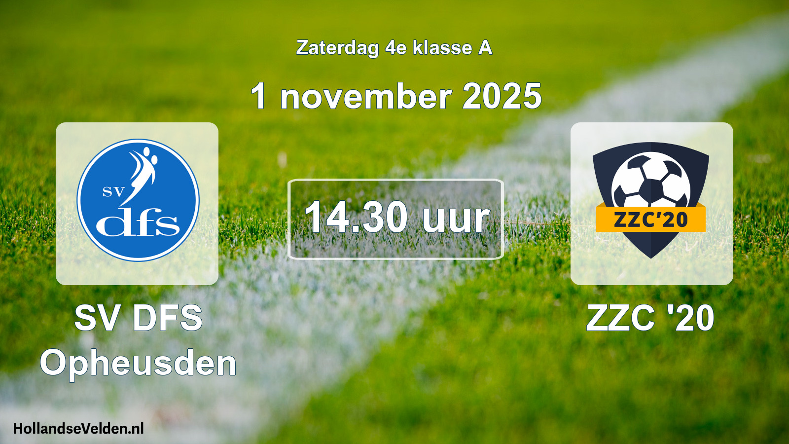 Geplande wedstrijd: SV DFS Opheusden - ZZC '20 (1 november 2025)