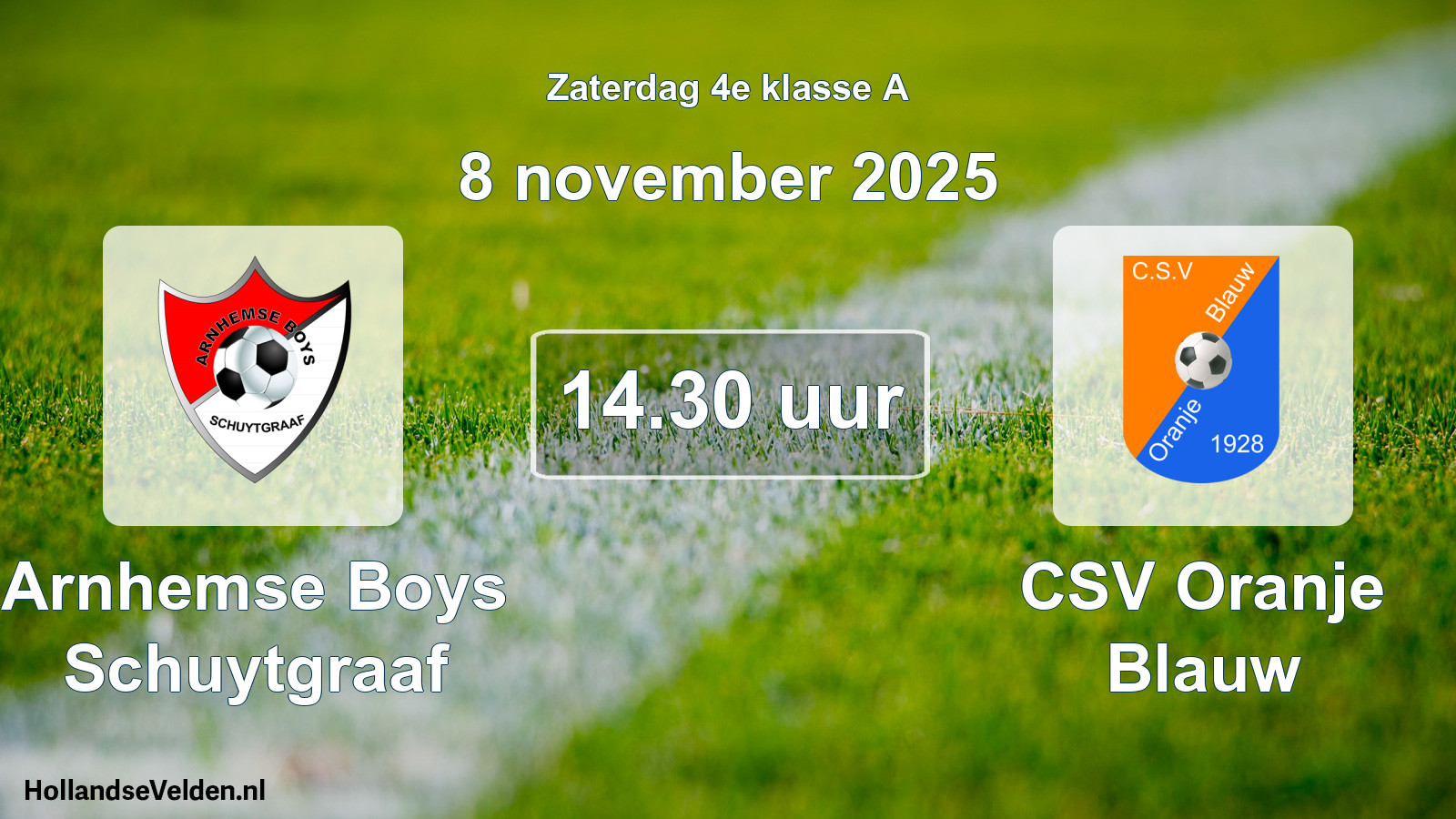 Geplande wedstrijd: Arnhemse Boys Schuytgraaf - CSV Oranje Blauw (8 november 2025)