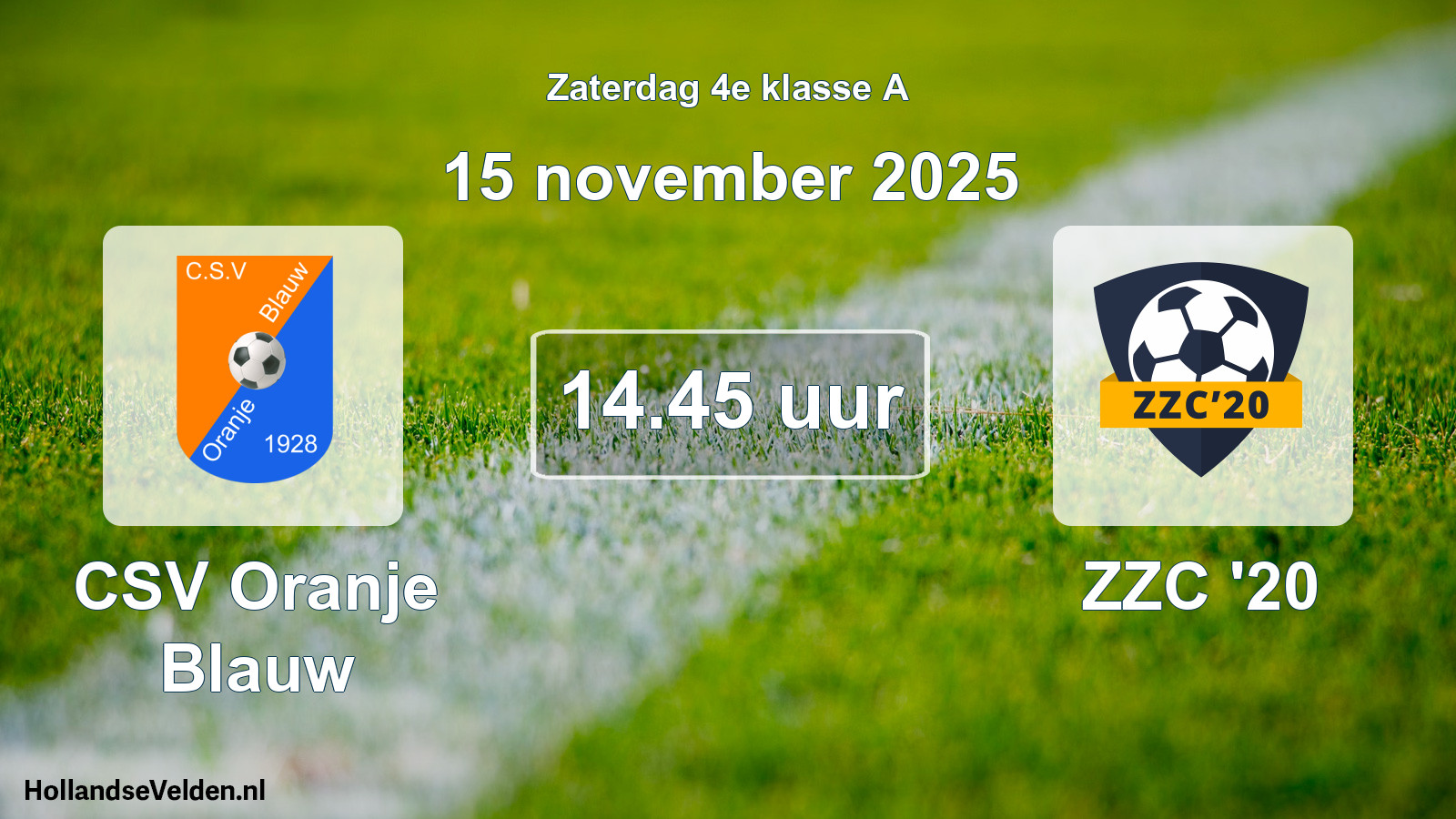 Geplande wedstrijd: CSV Oranje Blauw - ZZC '20 (15 november 2025)