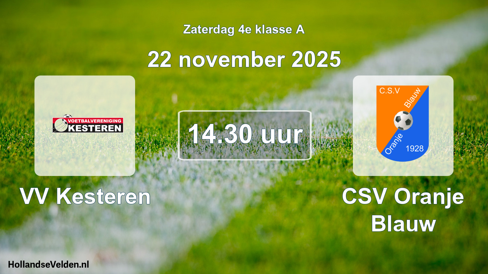 Geplande wedstrijd: VV Kesteren - CSV Oranje Blauw (22 november 2025)