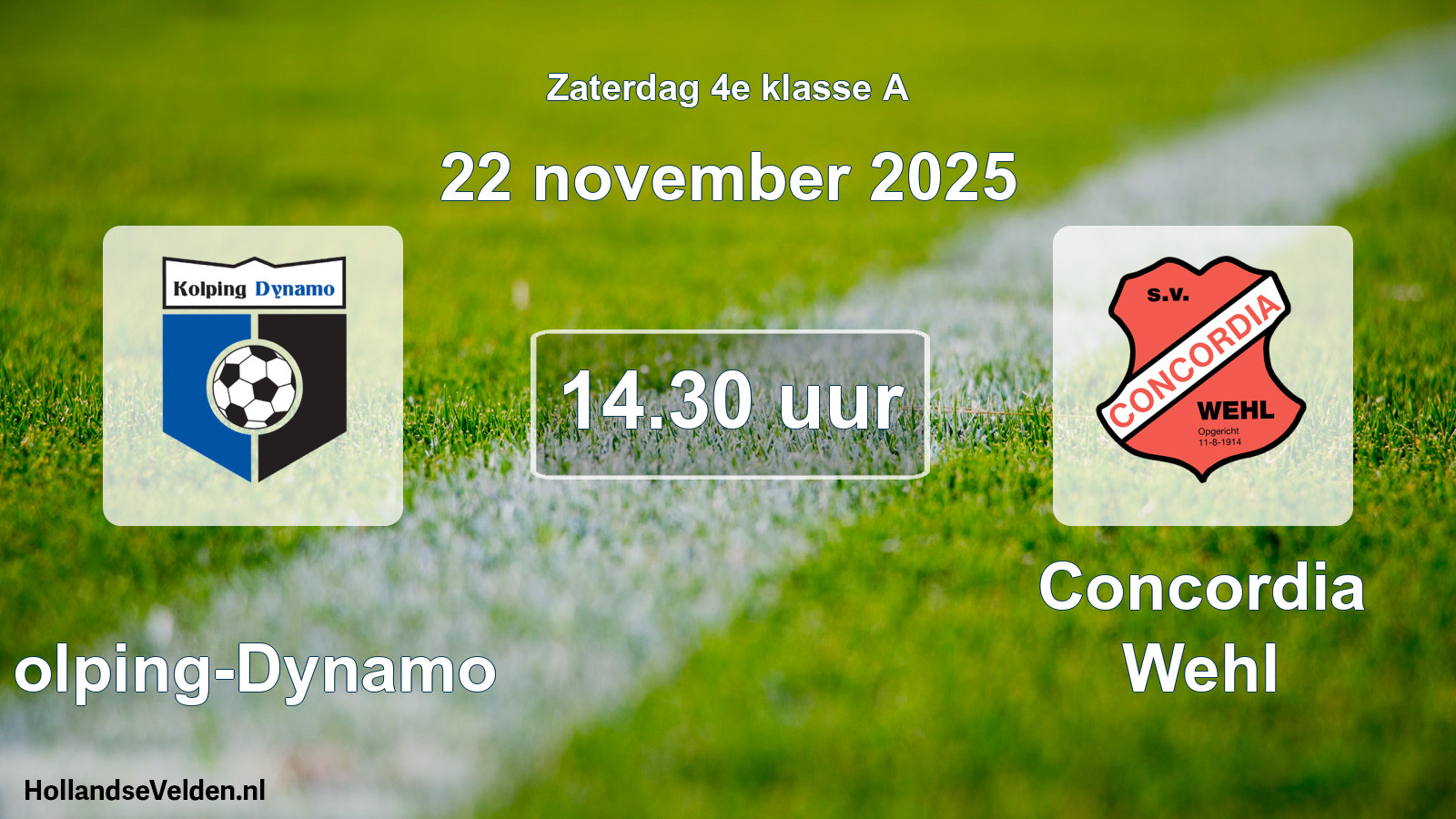 Geplande wedstrijd: Kolping-Dynamo - Concordia Wehl (22 november 2025)