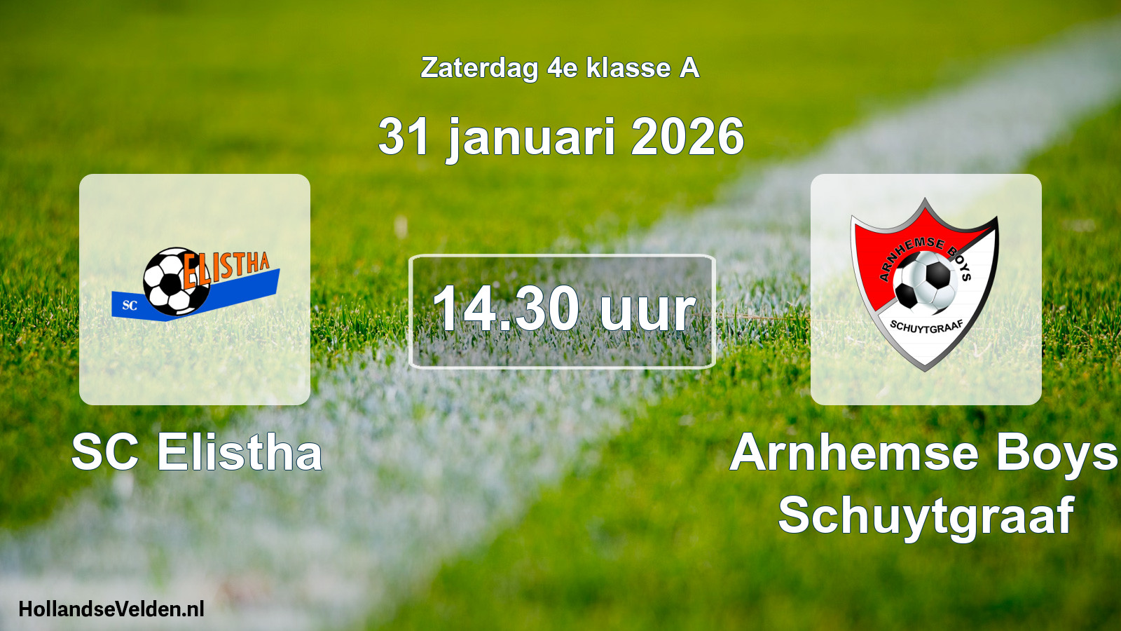 Scheduled Match: SC Elistha - Arnhemse Boys Schuytgraaf (31 January 2026)