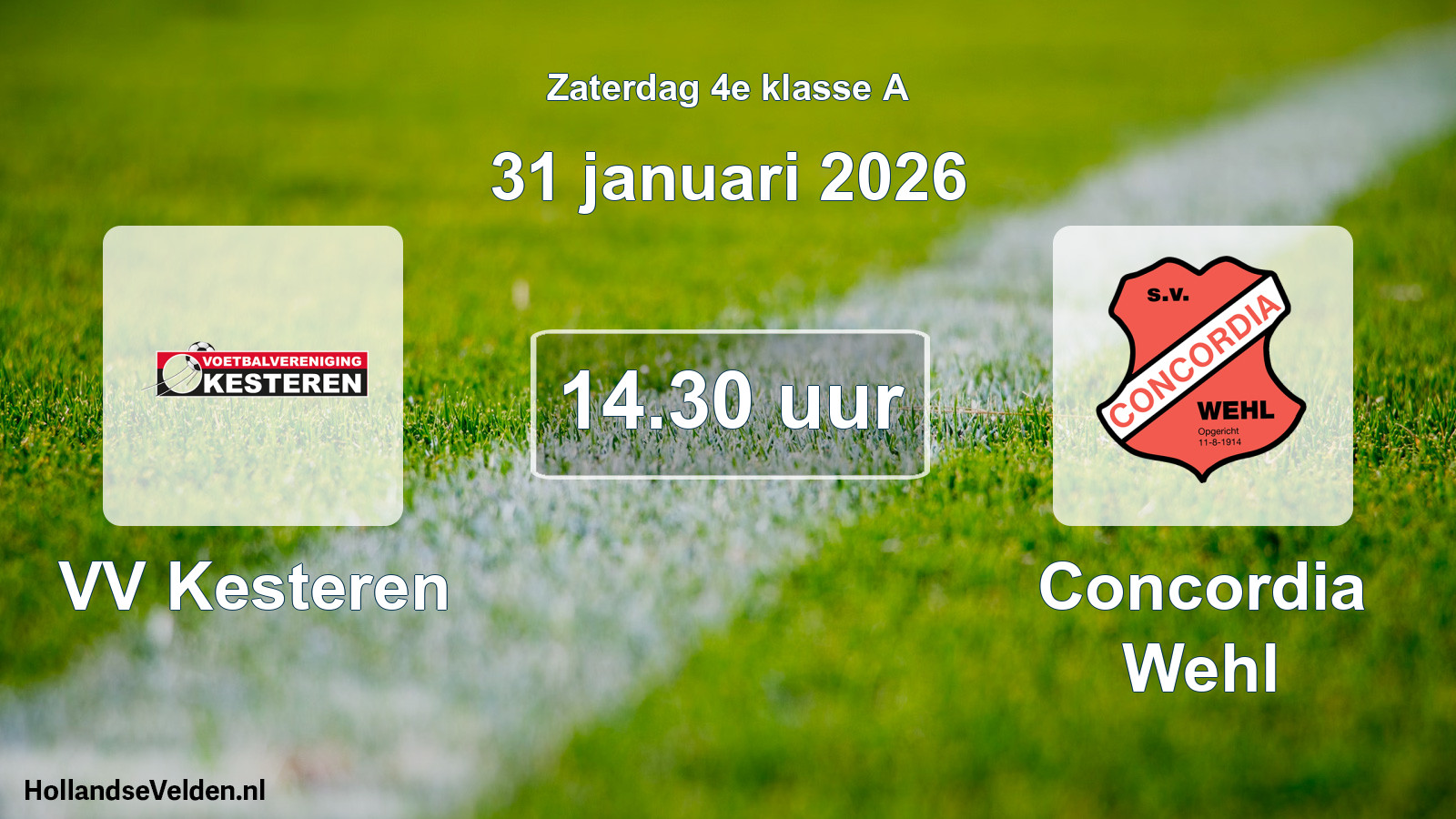 Geplande wedstrijd: VV Kesteren - Concordia Wehl (31 januari 2026)