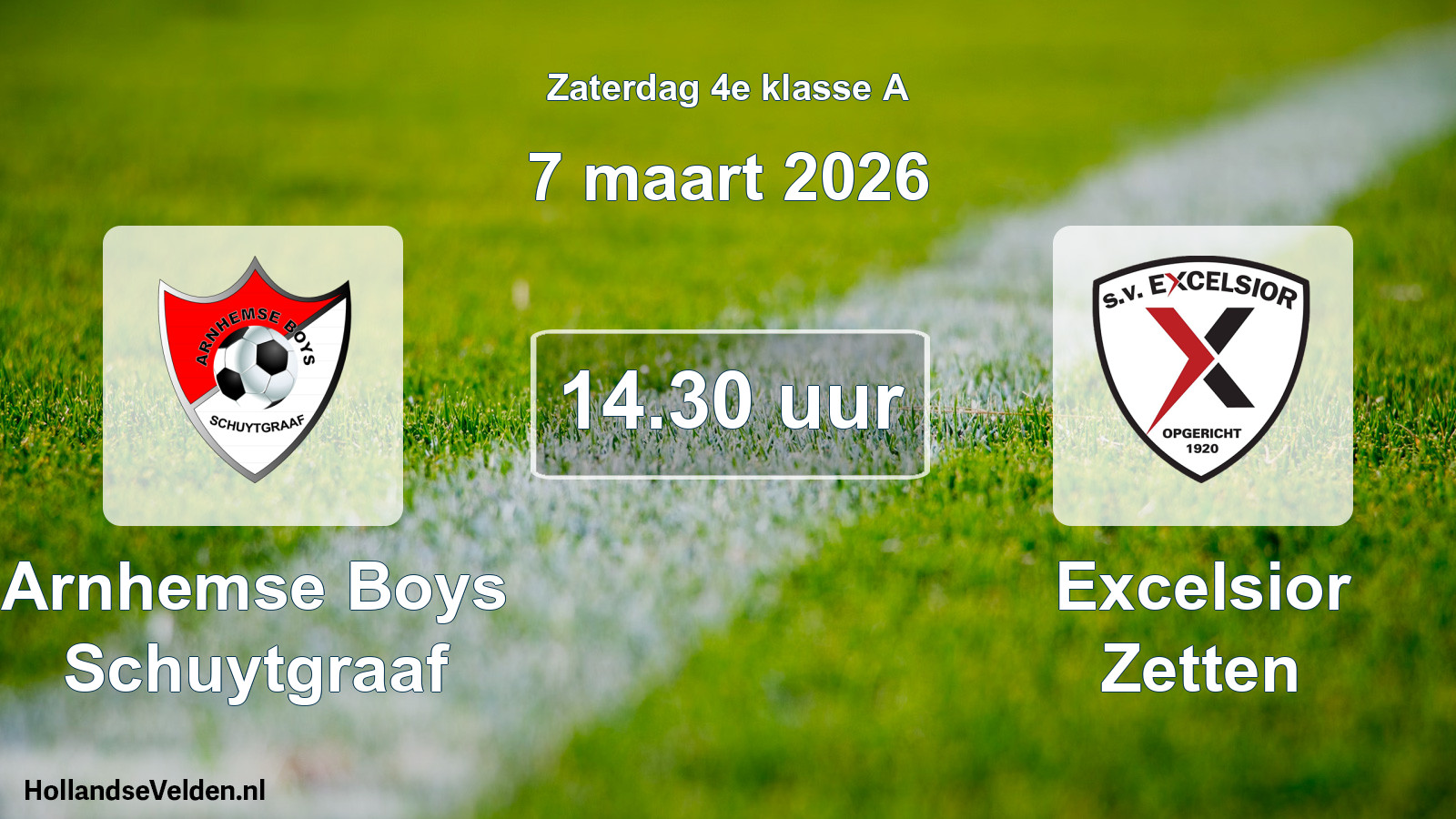 Geplande wedstrijd: Arnhemse Boys Schuytgraaf - Excelsior Zetten (7 maart 2026)