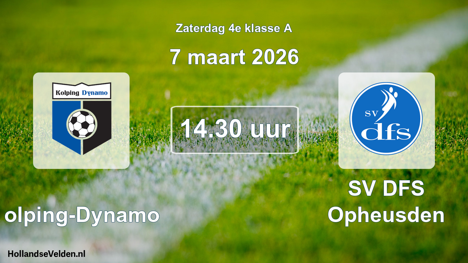 Geplande wedstrijd: Kolping-Dynamo - SV DFS Opheusden (7 maart 2026)