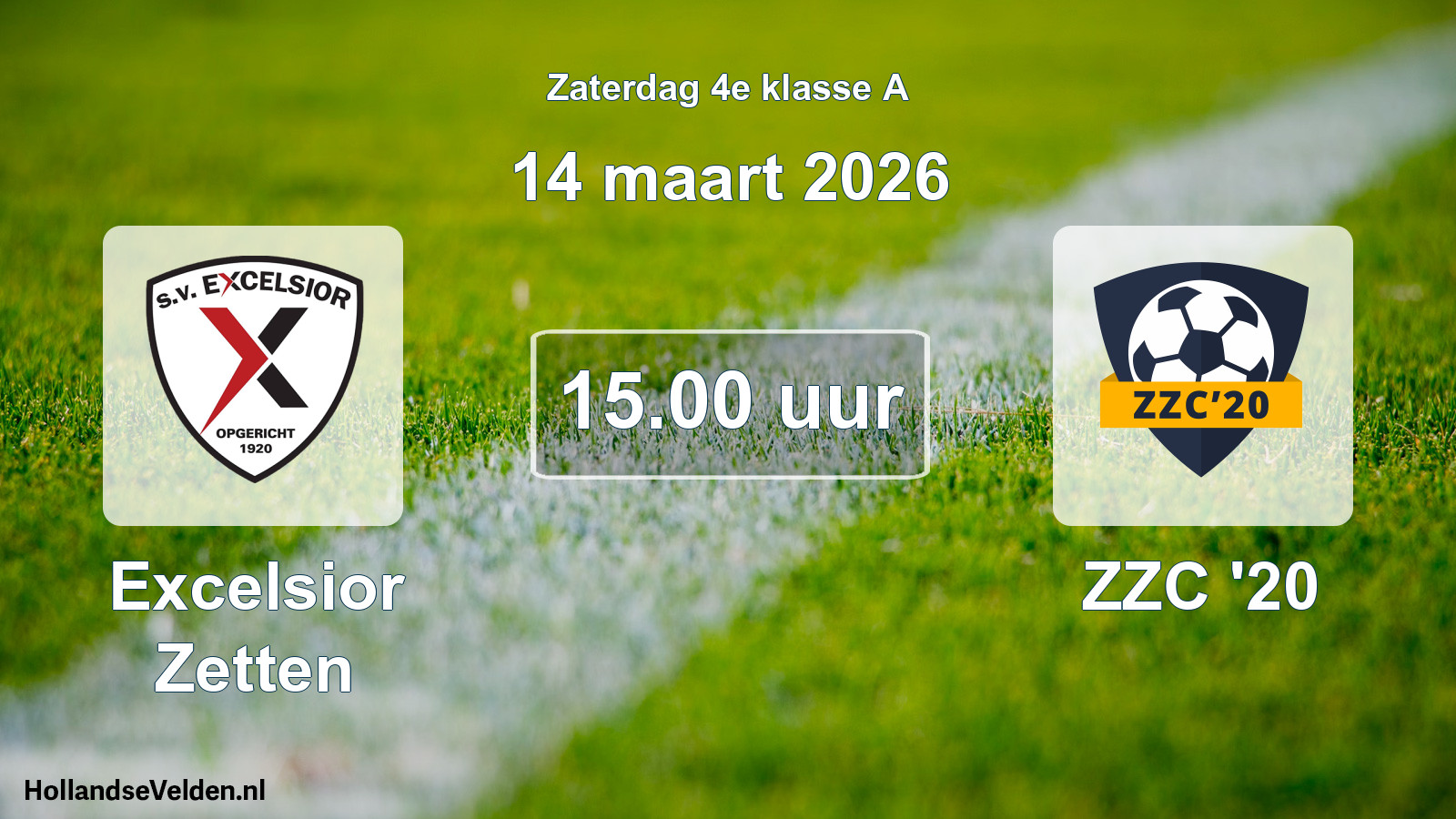 Geplande wedstrijd: Excelsior Zetten - ZZC '20 (14 maart 2026)