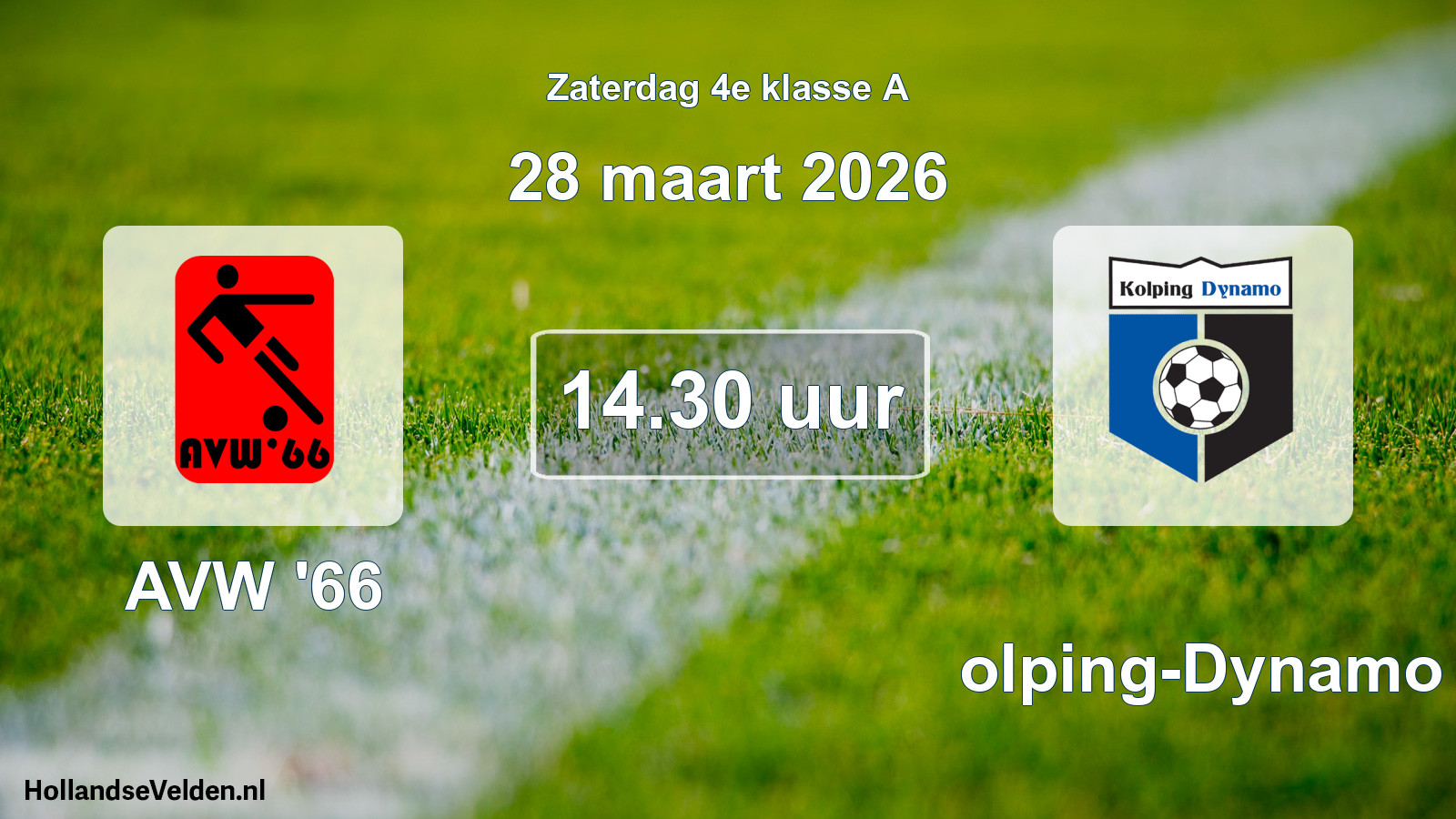 Geplande wedstrijd: AVW '66 - Kolping-Dynamo (28 maart 2026)
