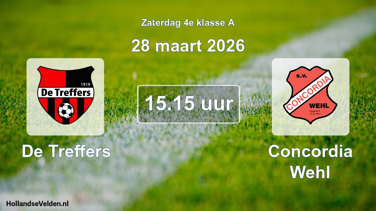Geplande wedstrijd: De Treffers - Concordia Wehl (28 maart 2026)