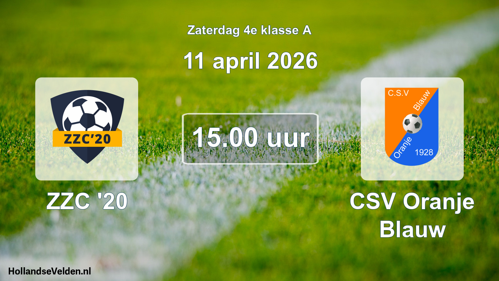 Geplande wedstrijd: ZZC '20 - CSV Oranje Blauw (11 april 2026)