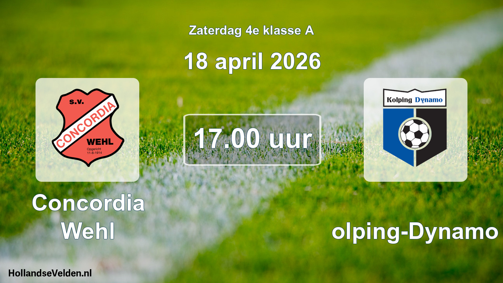 Geplande wedstrijd: Concordia Wehl - Kolping-Dynamo (18 april 2026)