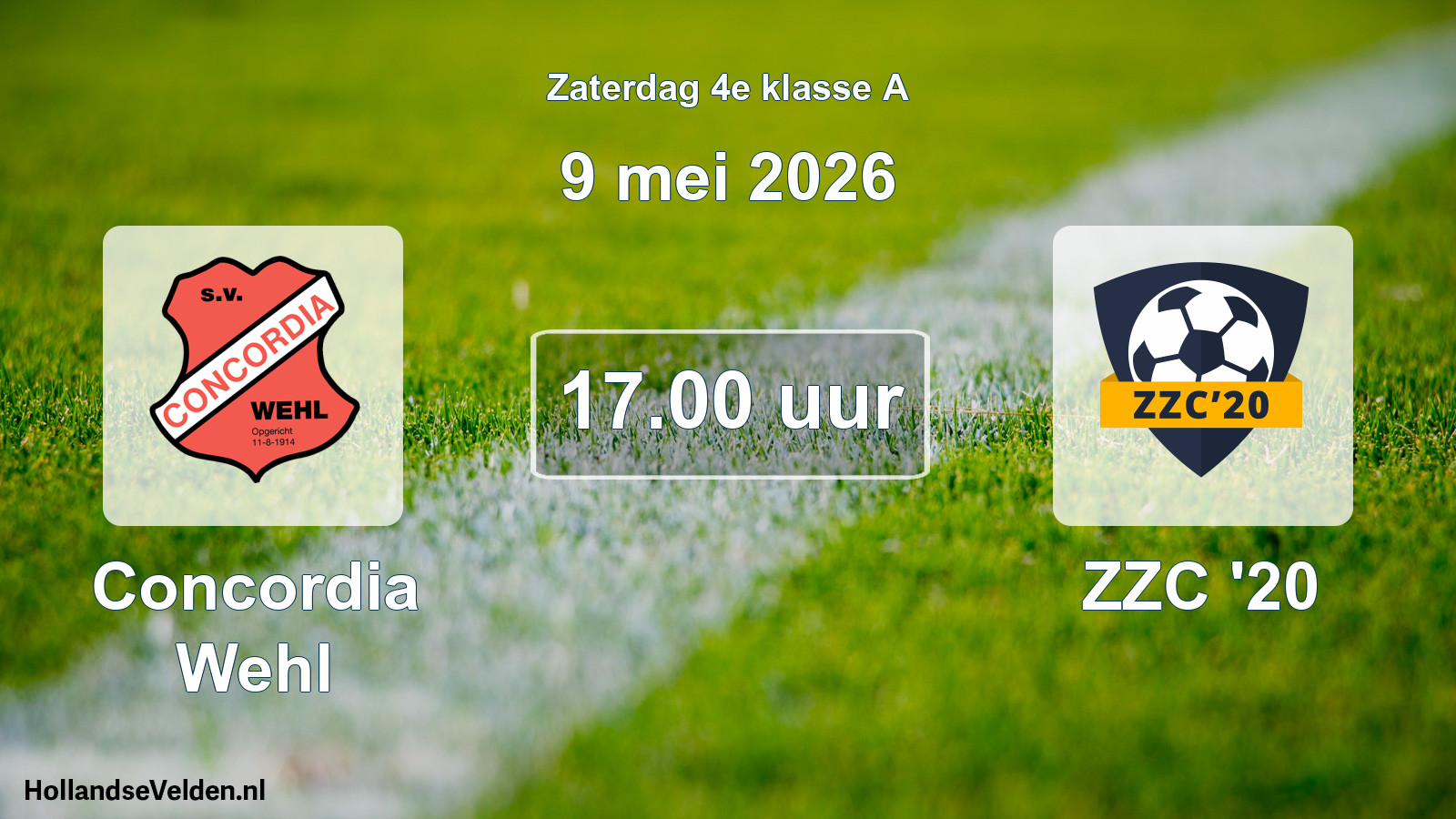 Geplande wedstrijd: Concordia Wehl - ZZC '20 (9 mei 2026)