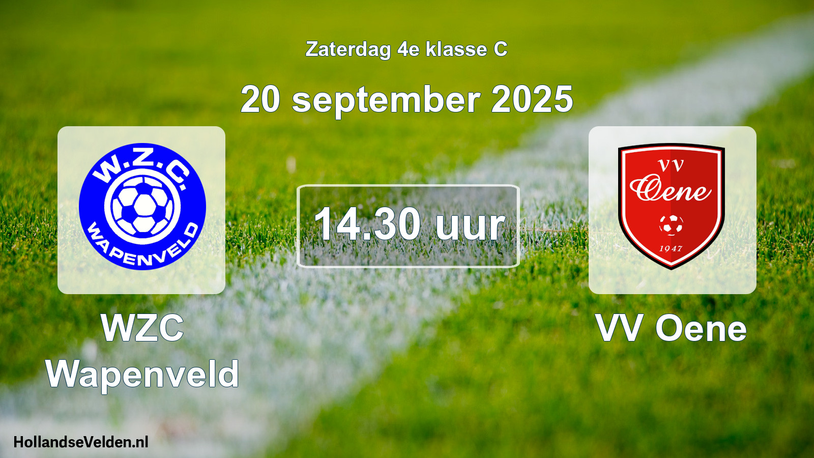 Geplande wedstrijd: WZC Wapenveld - VV Oene (20 september 2025)