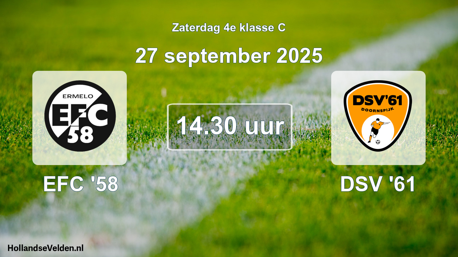 Geplande wedstrijd: EFC '58 - DSV '61 (27 september 2025)