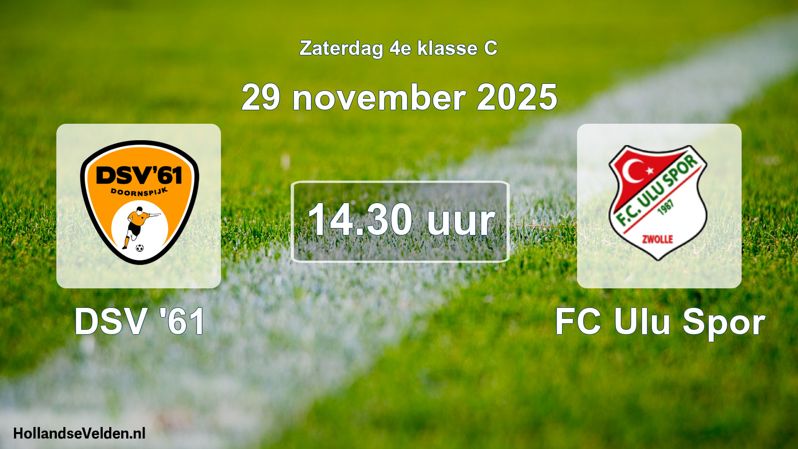 Geplande wedstrijd: DSV '61 - FC Ulu Spor (29 november 2025)