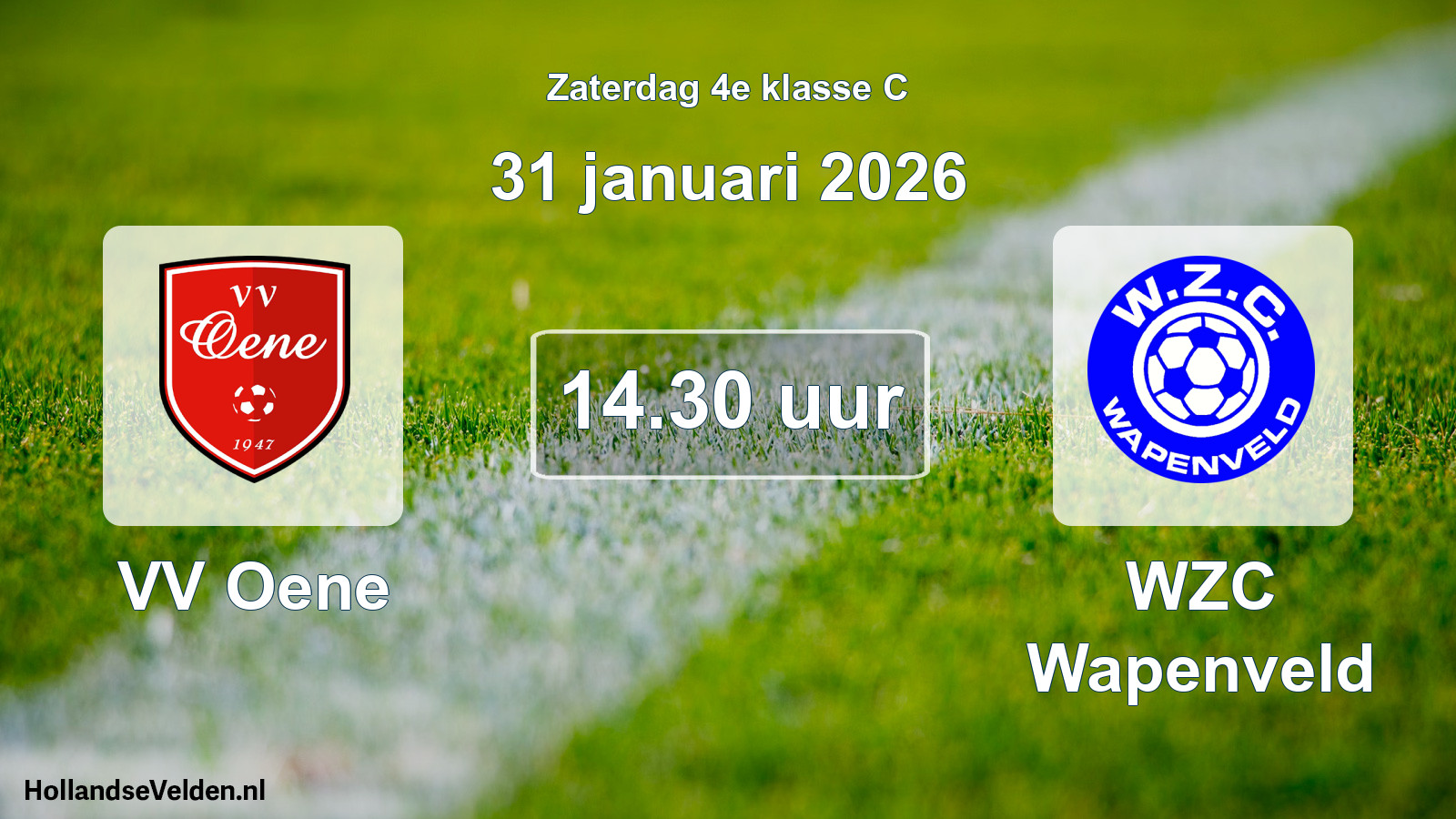 Geplande wedstrijd: VV Oene - WZC Wapenveld (31 januari 2026)
