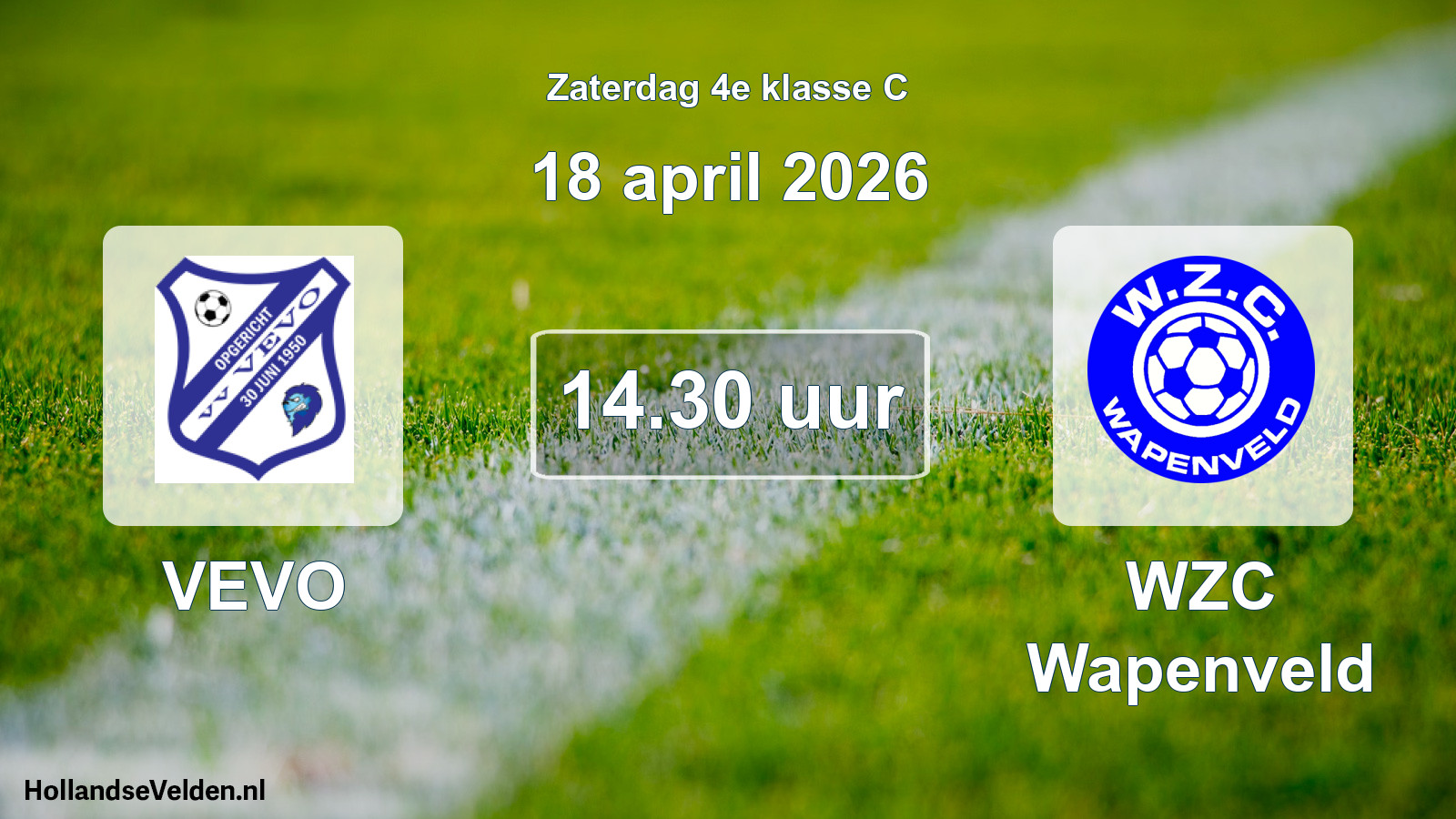 Geplande wedstrijd: VEVO - WZC Wapenveld (18 april 2026)