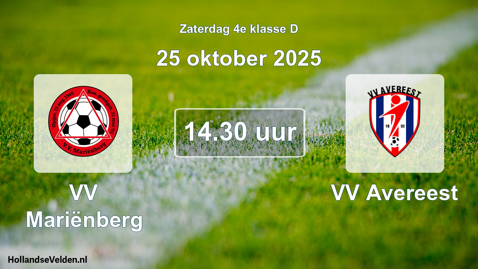 Geplande wedstrijd: VV Mariënberg - VV Avereest (25 oktober 2025)