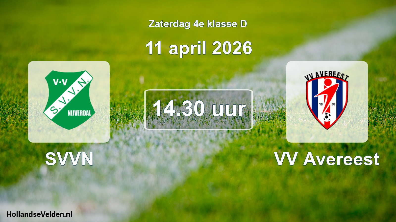Geplande wedstrijd: SVVN - VV Avereest (11 april 2026)