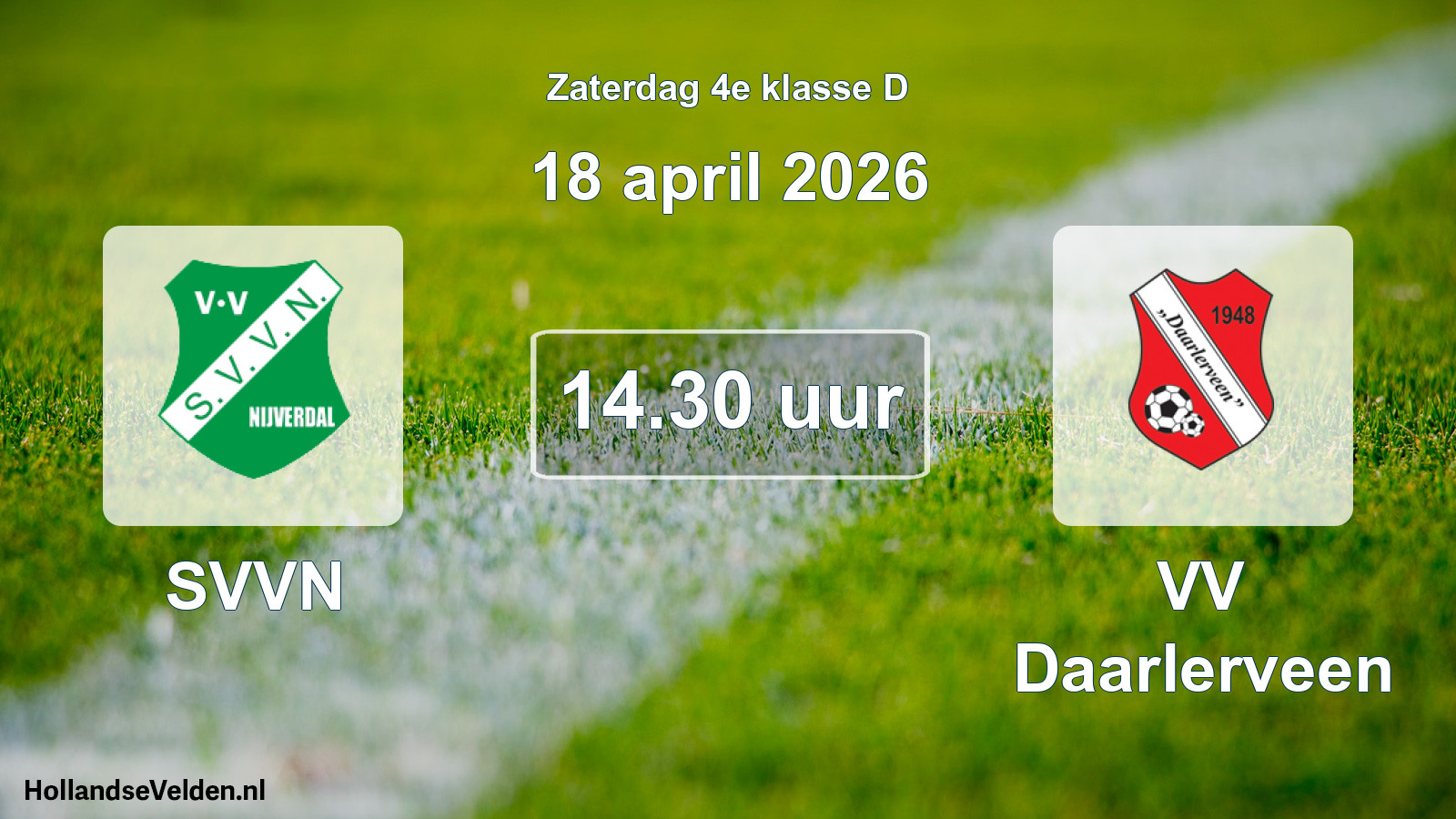 Scheduled Match: SVVN - VV Daarlerveen (18 April 2026)