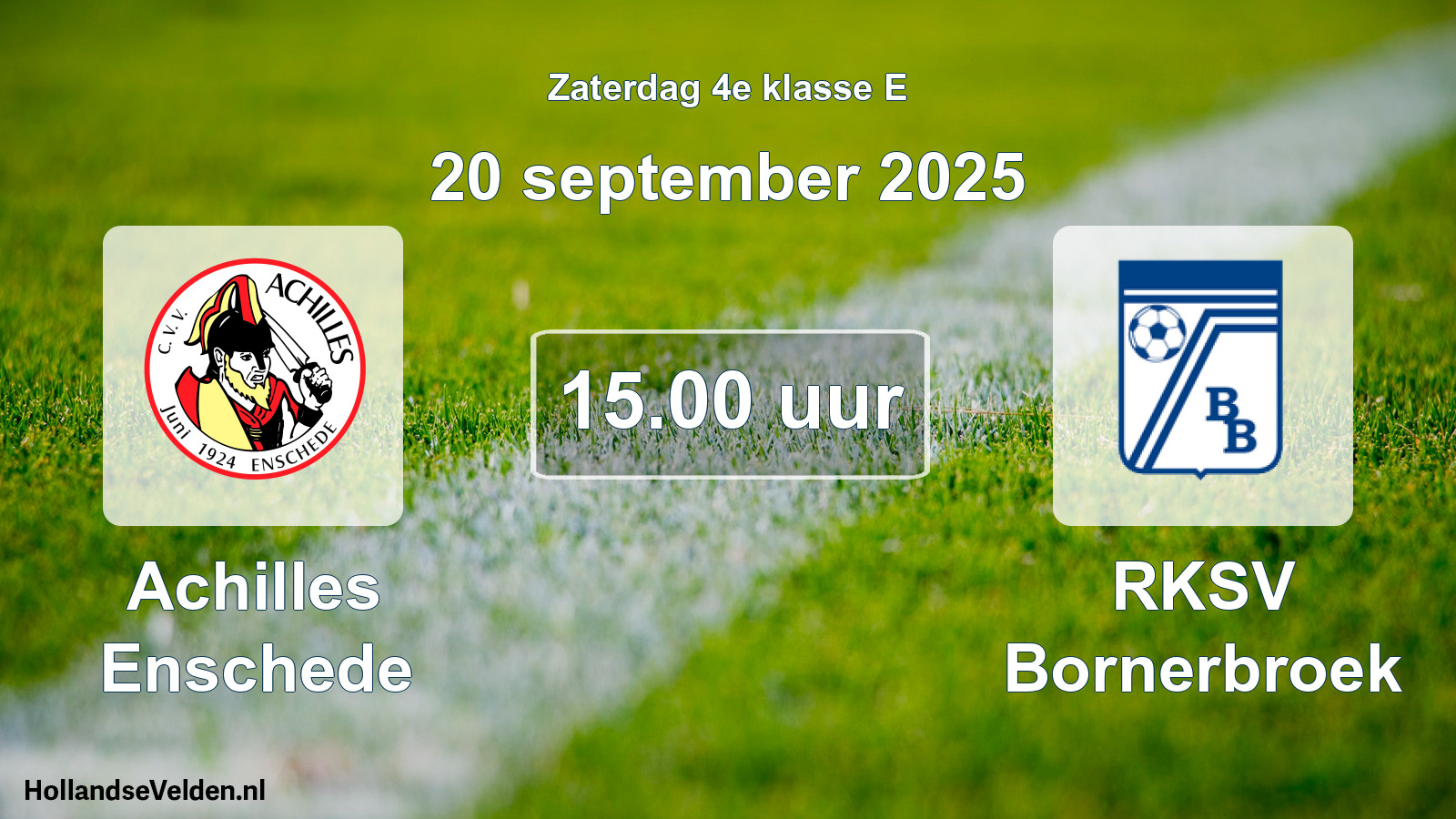 Scheduled Match: Achilles Enschede - RKSV Bornerbroek (20 September 2025)