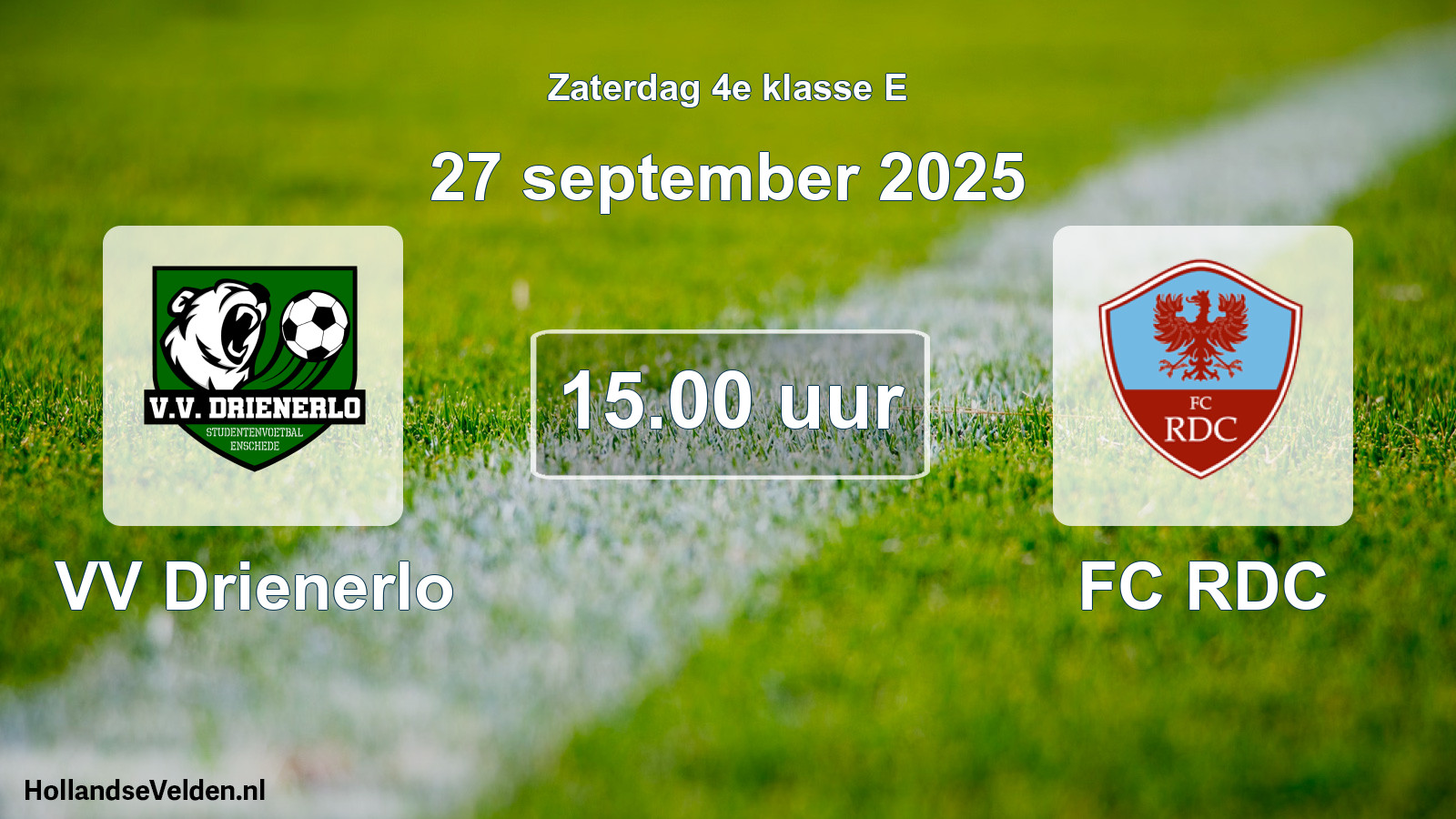 Geplande wedstrijd: VV Drienerlo - FC RDC (27 september 2025)