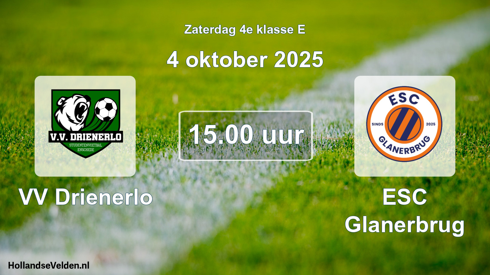 Geplande wedstrijd: VV Drienerlo - ESC Glanerbrug (4 oktober 2025)