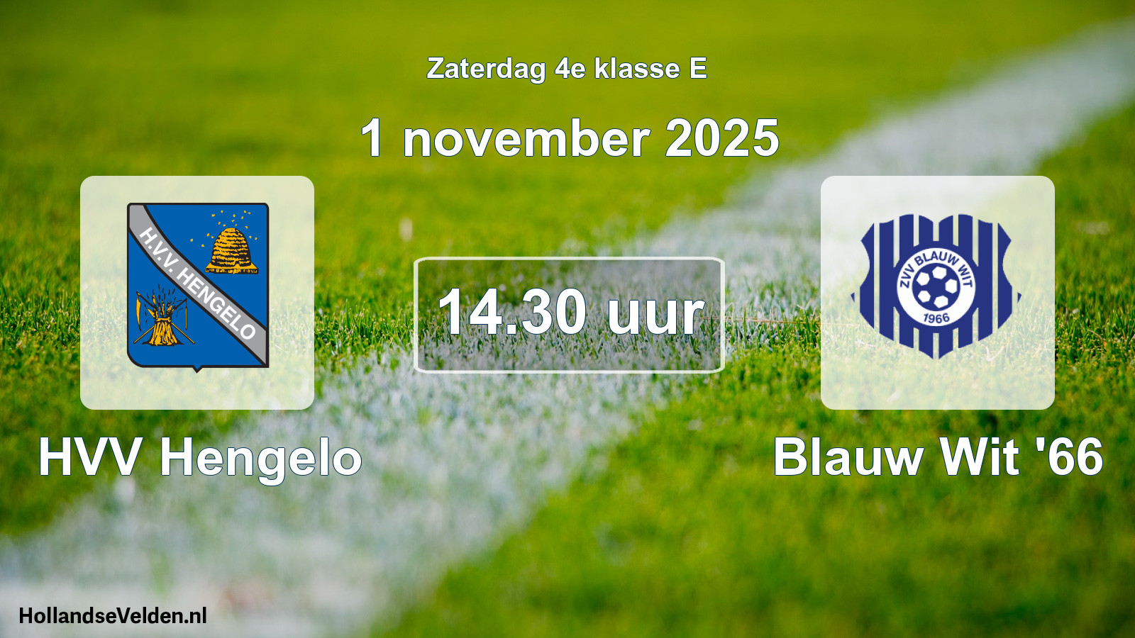 Geplande wedstrijd: HVV Hengelo - Blauw Wit '66 (1 november 2025)