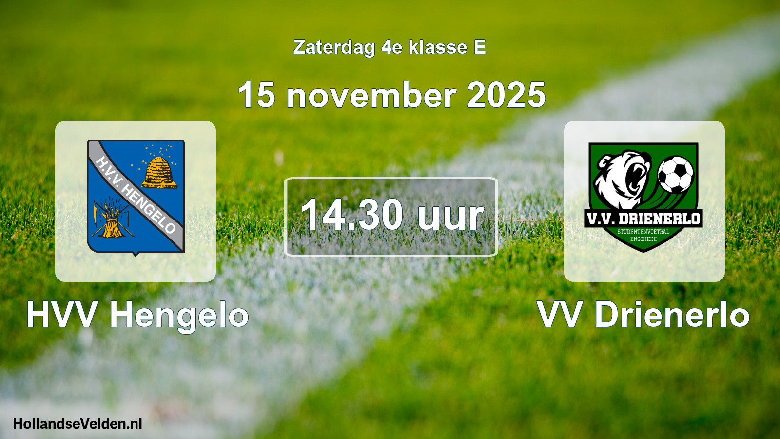 Geplande wedstrijd: HVV Hengelo - VV Drienerlo (15 november 2025)