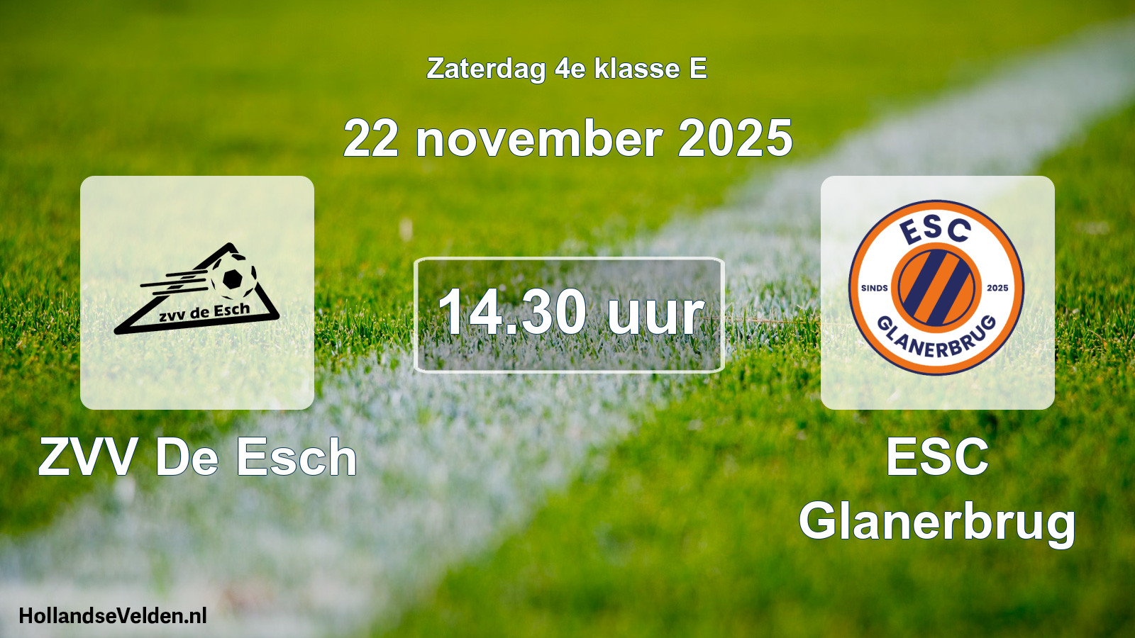 Geplande wedstrijd: ZVV De Esch - ESC Glanerbrug (22 november 2025)