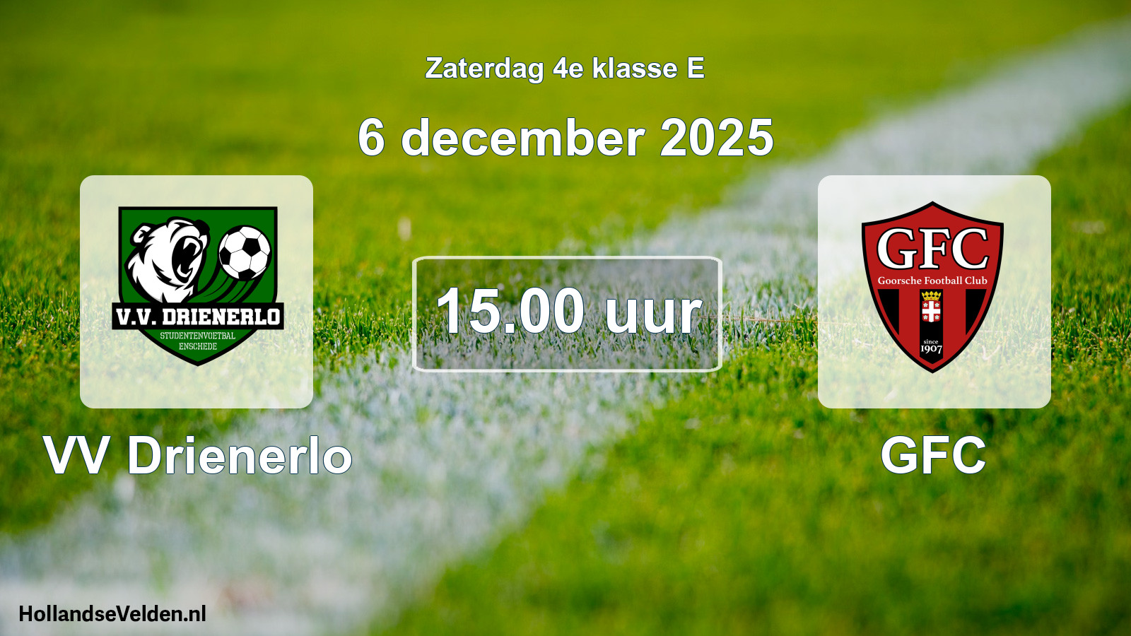 Geplande wedstrijd: VV Drienerlo - GFC (6 december 2025)