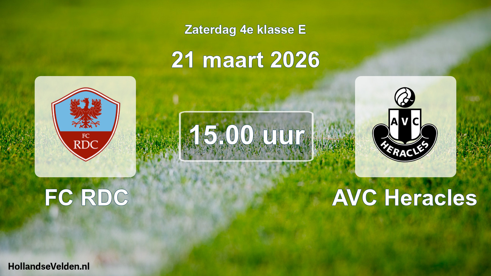 Geplande wedstrijd: FC RDC - AVC Heracles (21 maart 2026)