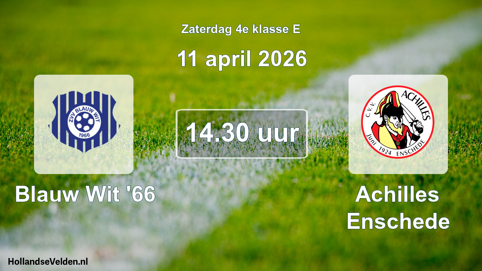 Scheduled Match: Blauw Wit '66 - Achilles Enschede (11 April 2026)