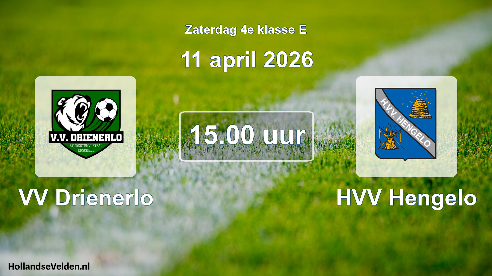 Geplande wedstrijd: VV Drienerlo - HVV Hengelo (11 april 2026)