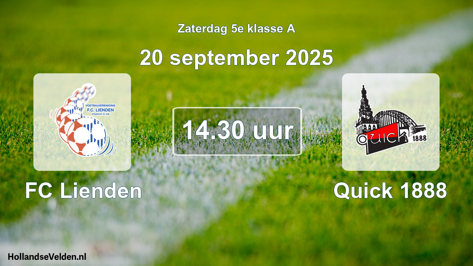 Geplande wedstrijd: FC Lienden - Quick 1888 (20 september 2025)