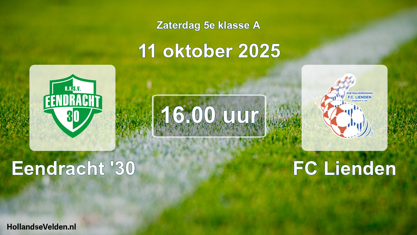 Geplande wedstrijd: Eendracht '30 - FC Lienden (11 oktober 2025)