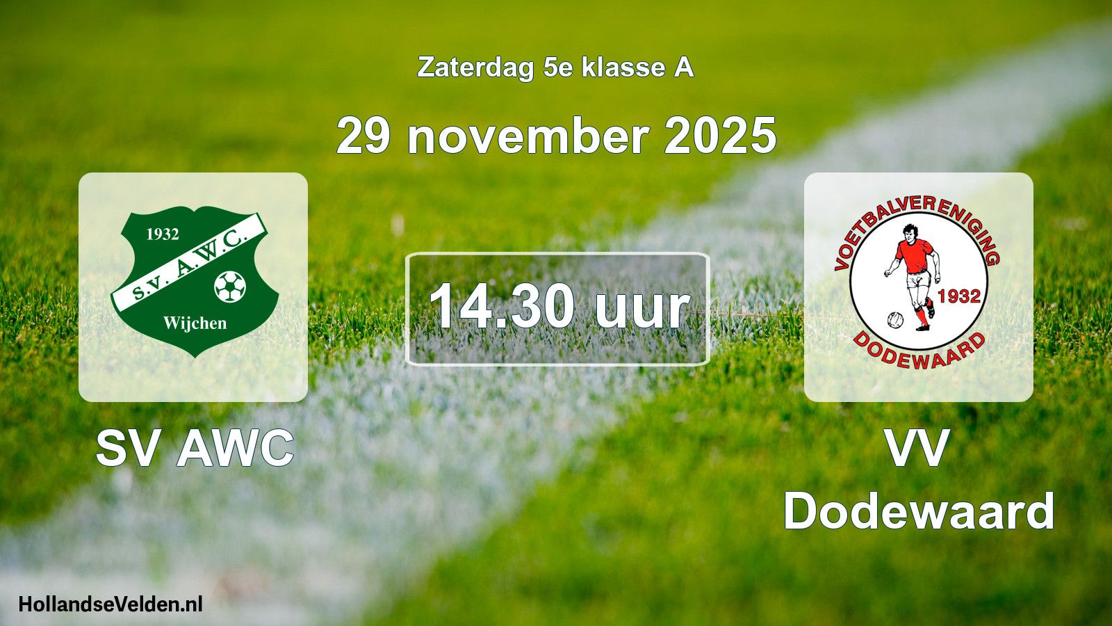 Geplande wedstrijd: SV AWC - VV Dodewaard (29 november 2025)