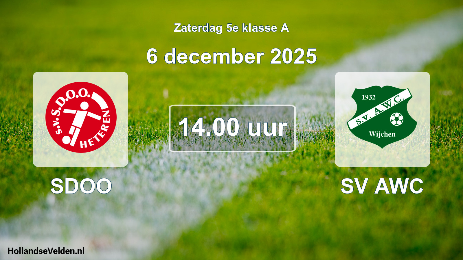 Geplande wedstrijd: SDOO - SV AWC (6 december 2025)