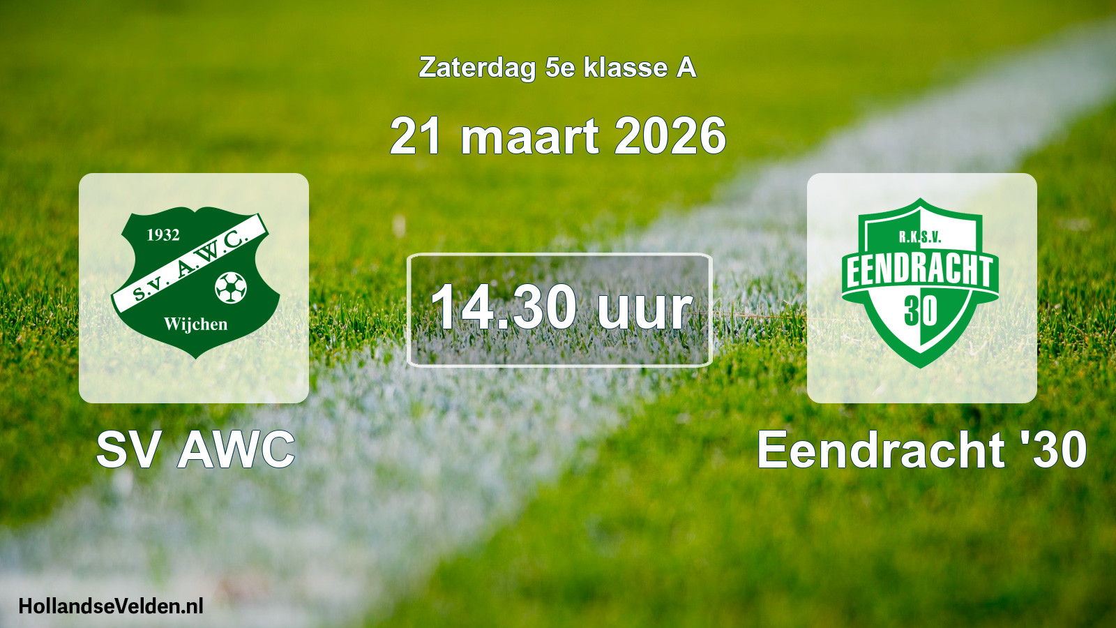 Scheduled Match: SV AWC - Eendracht '30 (21 March 2026)