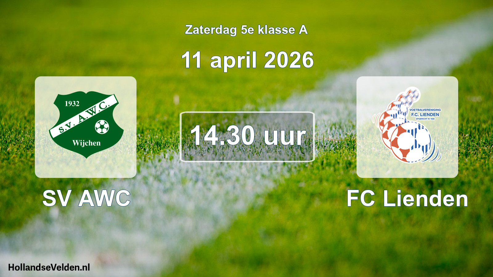 Geplande wedstrijd: SV AWC - FC Lienden (11 april 2026)