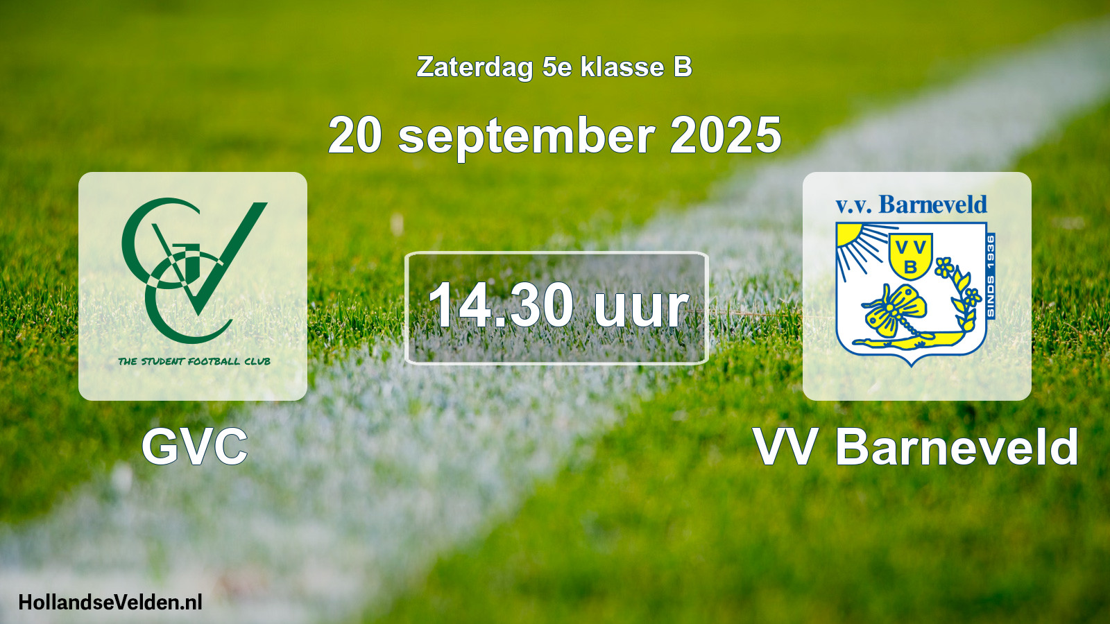 Scheduled Match: GVC - VV Barneveld (20 September 2025)