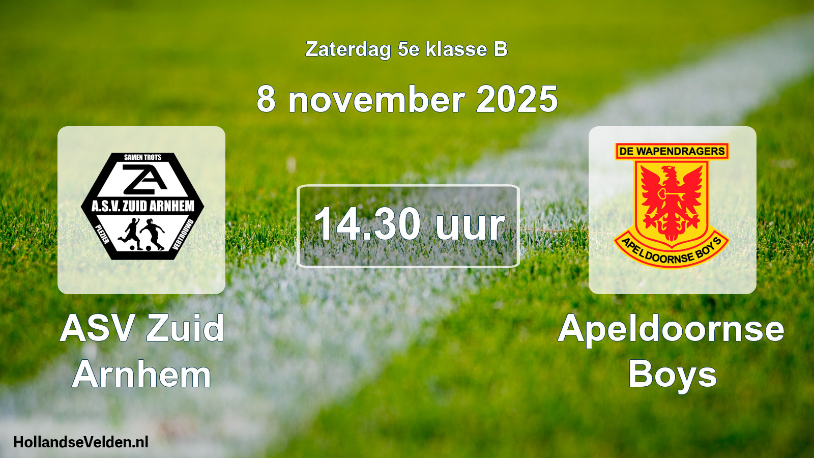 Geplande wedstrijd: ASV Zuid Arnhem - Apeldoornse Boys (8 november 2025)