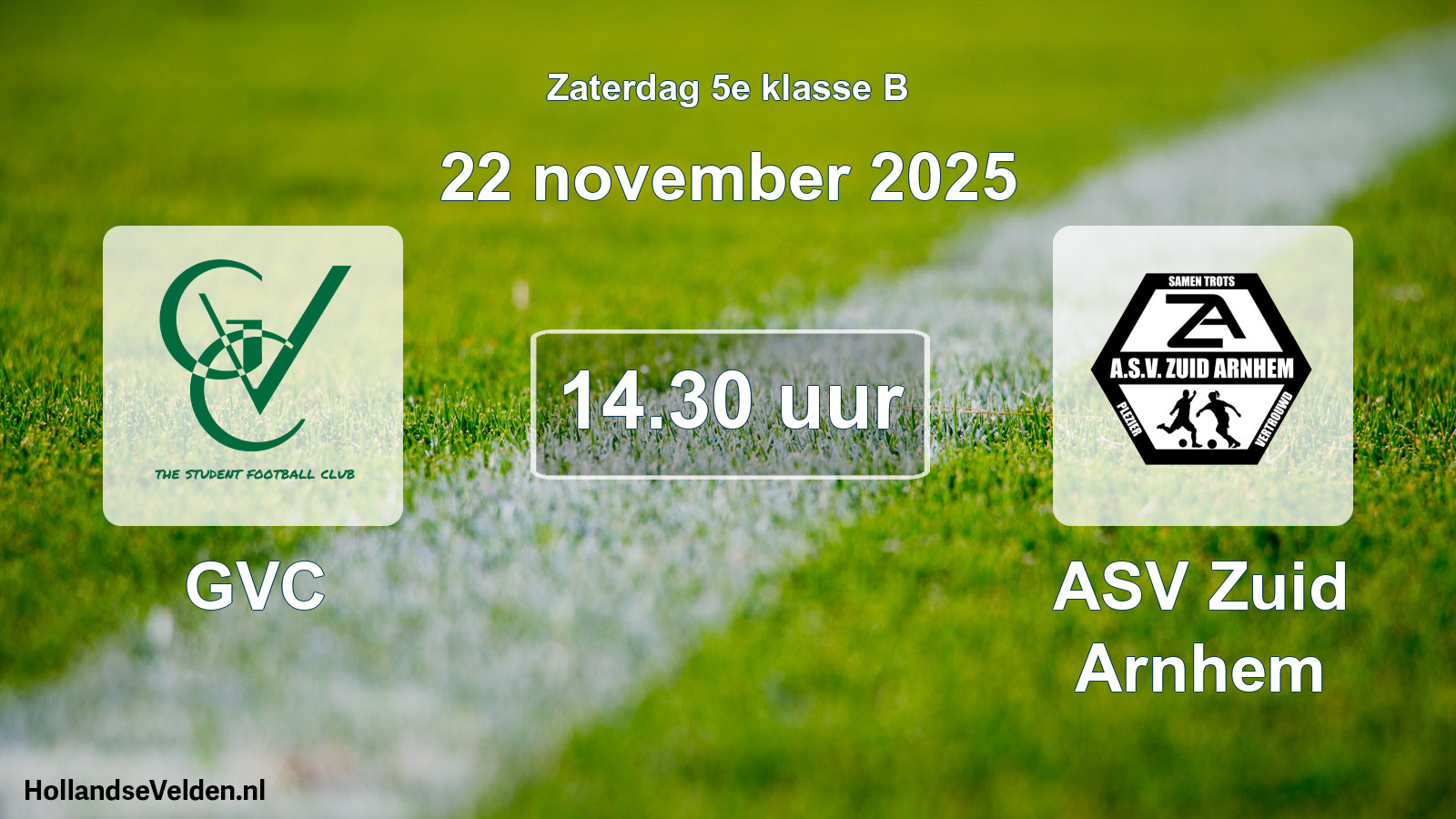 Scheduled Match: GVC - ASV Zuid Arnhem (22 November 2025)